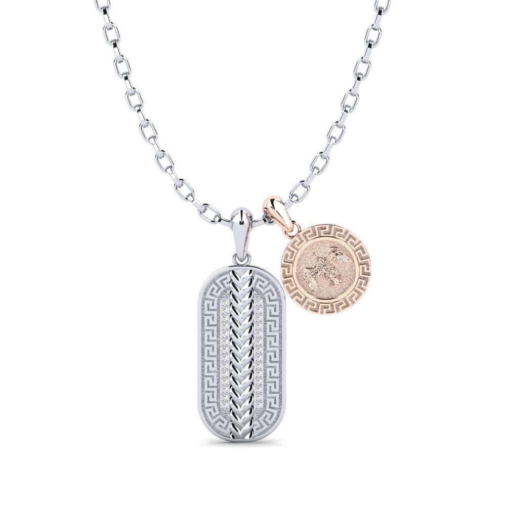 14k Oro Blanco & Rosa Colgante para hombre Pugio