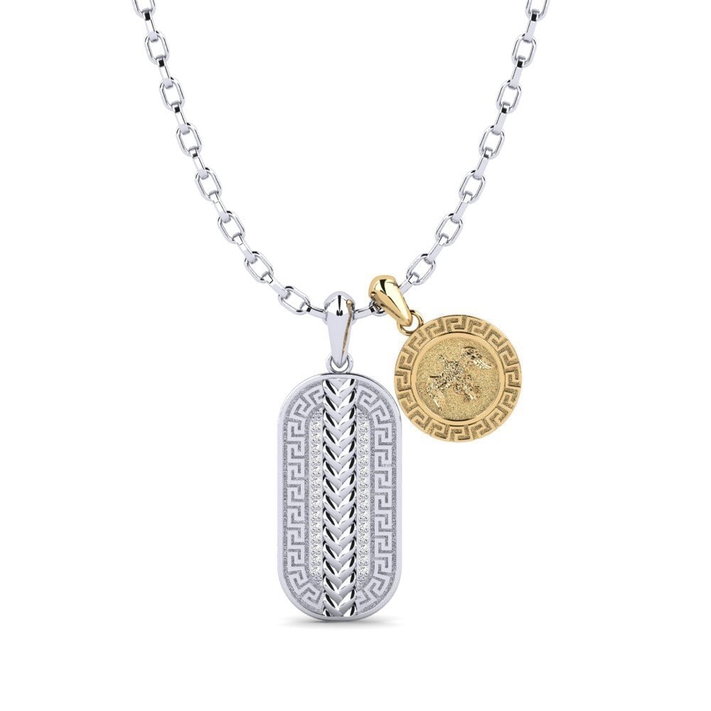 14k Oro Blanco & Amarillo Colgante para hombre Pugio