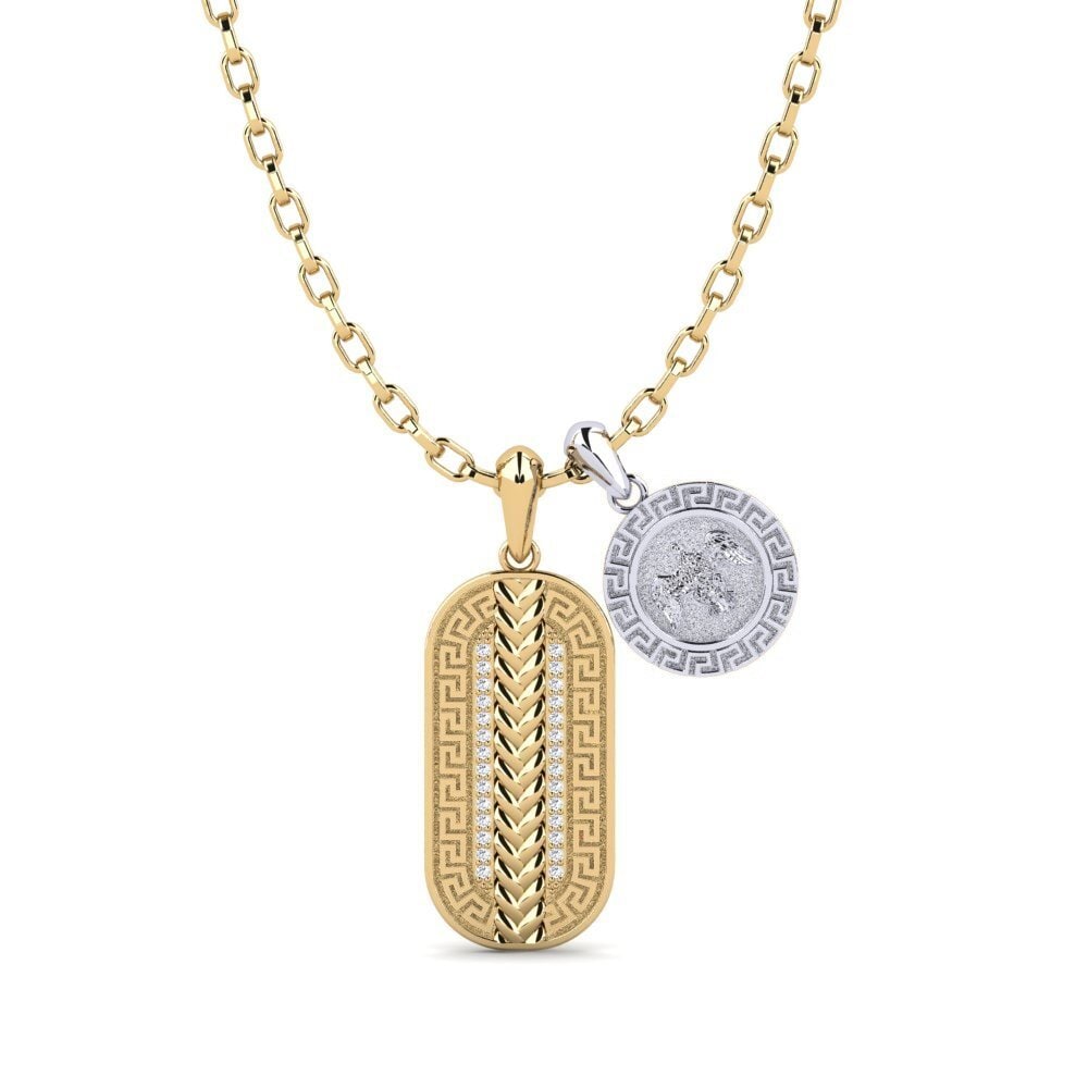 14k Oro Amarillo/Blanco Colgante para hombre Pugio