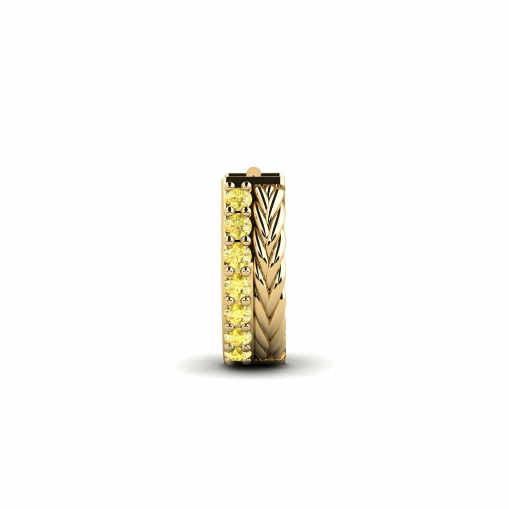 14K Geel Goud Rond Gele Saffier Heren Oorbellen Vaulx - A