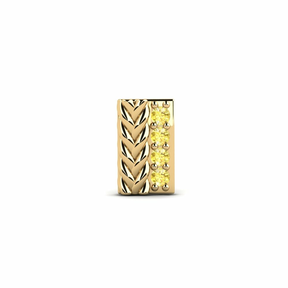 14K Geel Goud Rond Gele Saffier Heren Oorbellen Vaulx - B