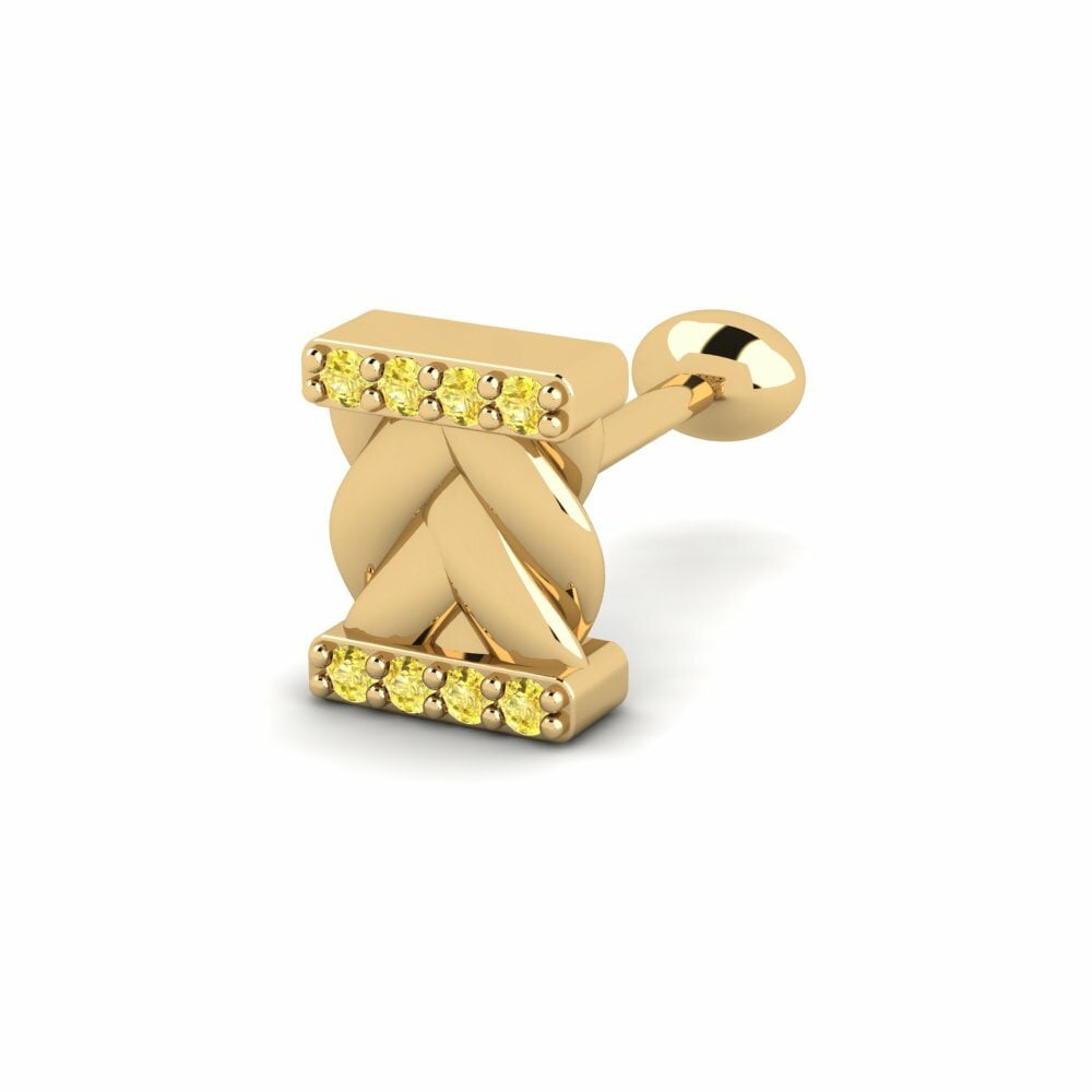 14K Geel Goud Rond Gele Saffier Mannen Piercing Loches