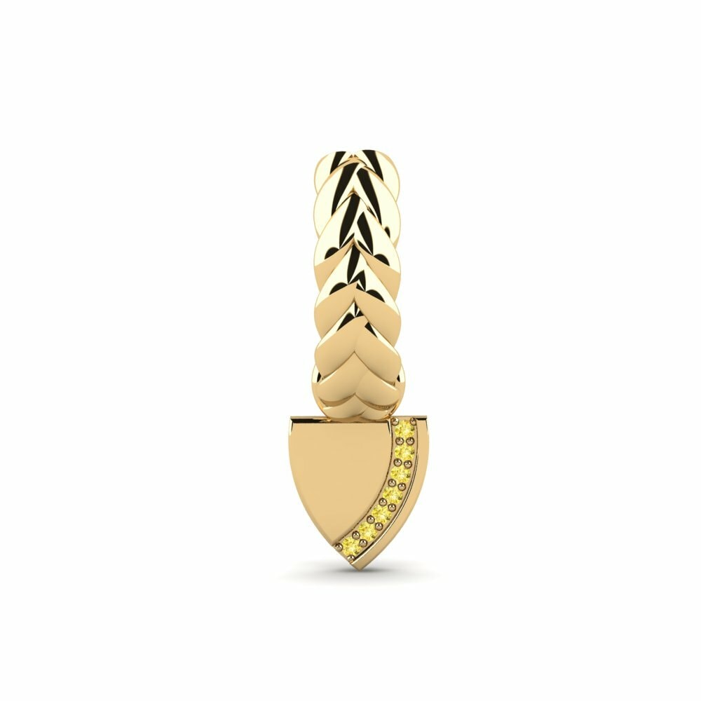 14K Geel Goud Rond Gele Saffier Heren Oorbellen Mezieres