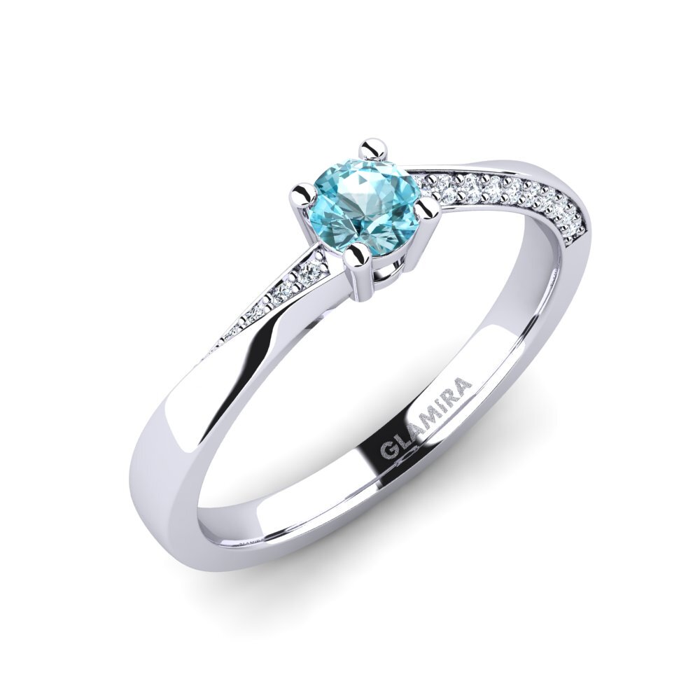 950 Platinum Blue Zircon Engagement Ring Abella 0.25 crt