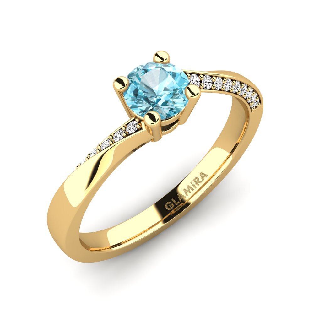9ct Yellow Gold Blue Zircon Engagement Ring Abella