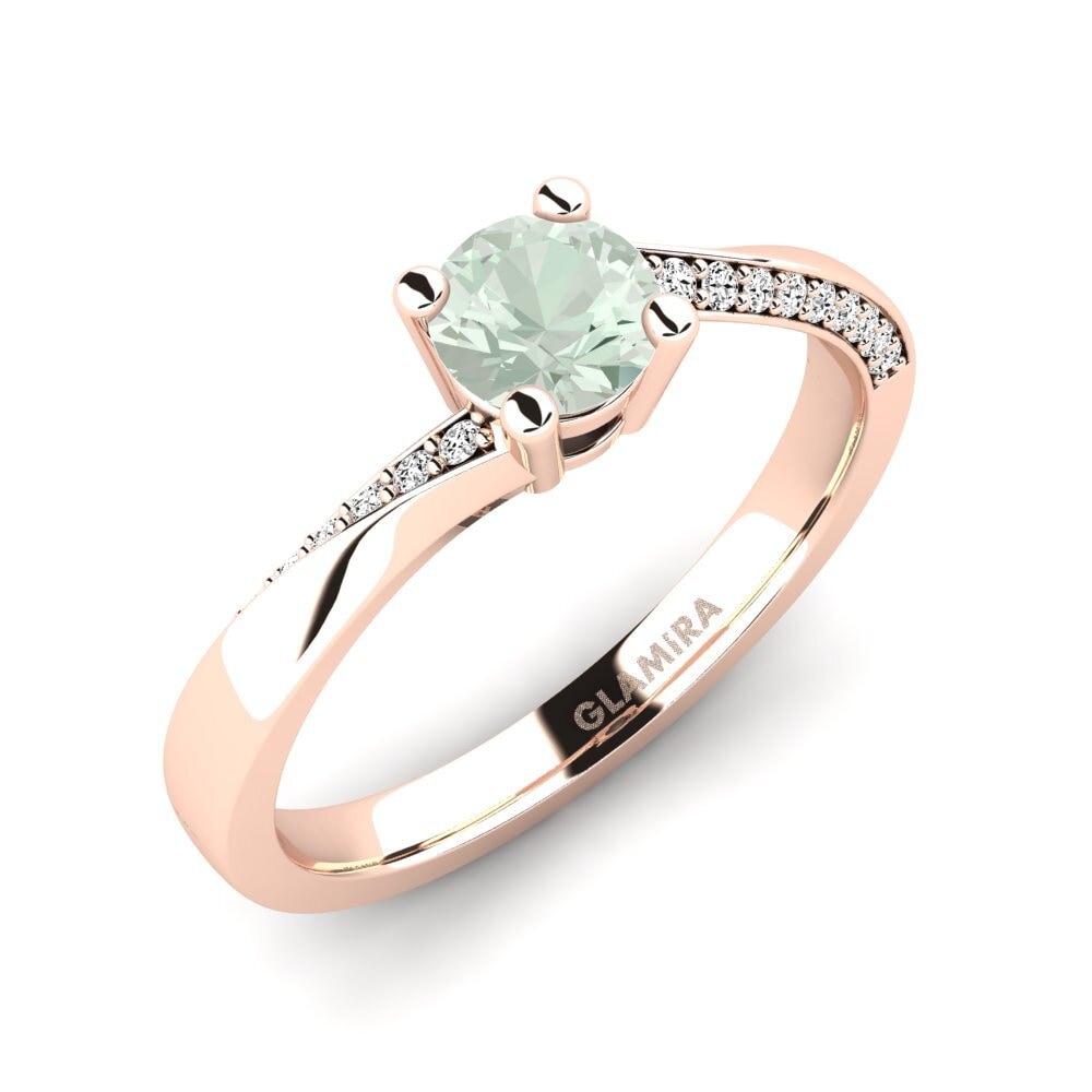 14ct Rose Gold Green Amethyst Engagement Ring Abella