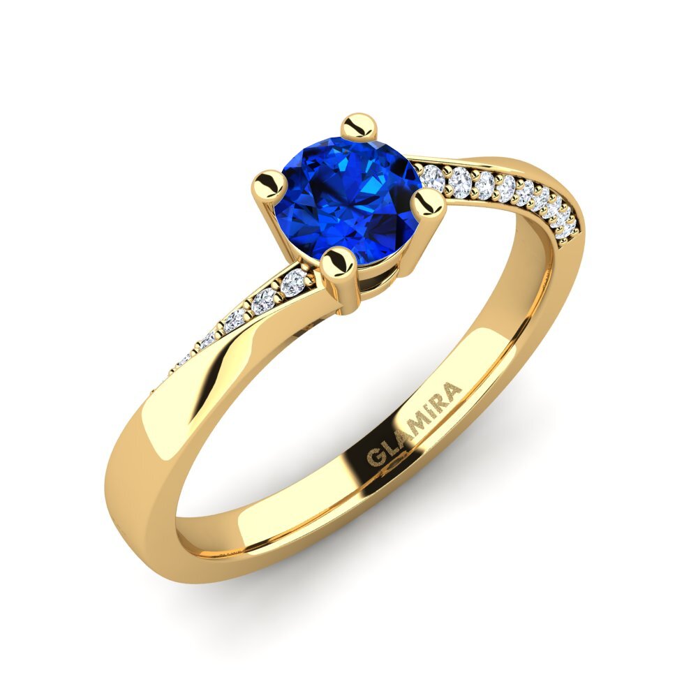 18ct Yellow Gold Sapphire (Lab Created) Engagement Ring Abella