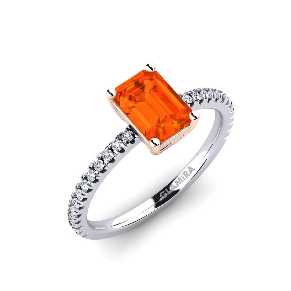 14ct White & Rose Gold Fire Opal Engagement Ring Aldea