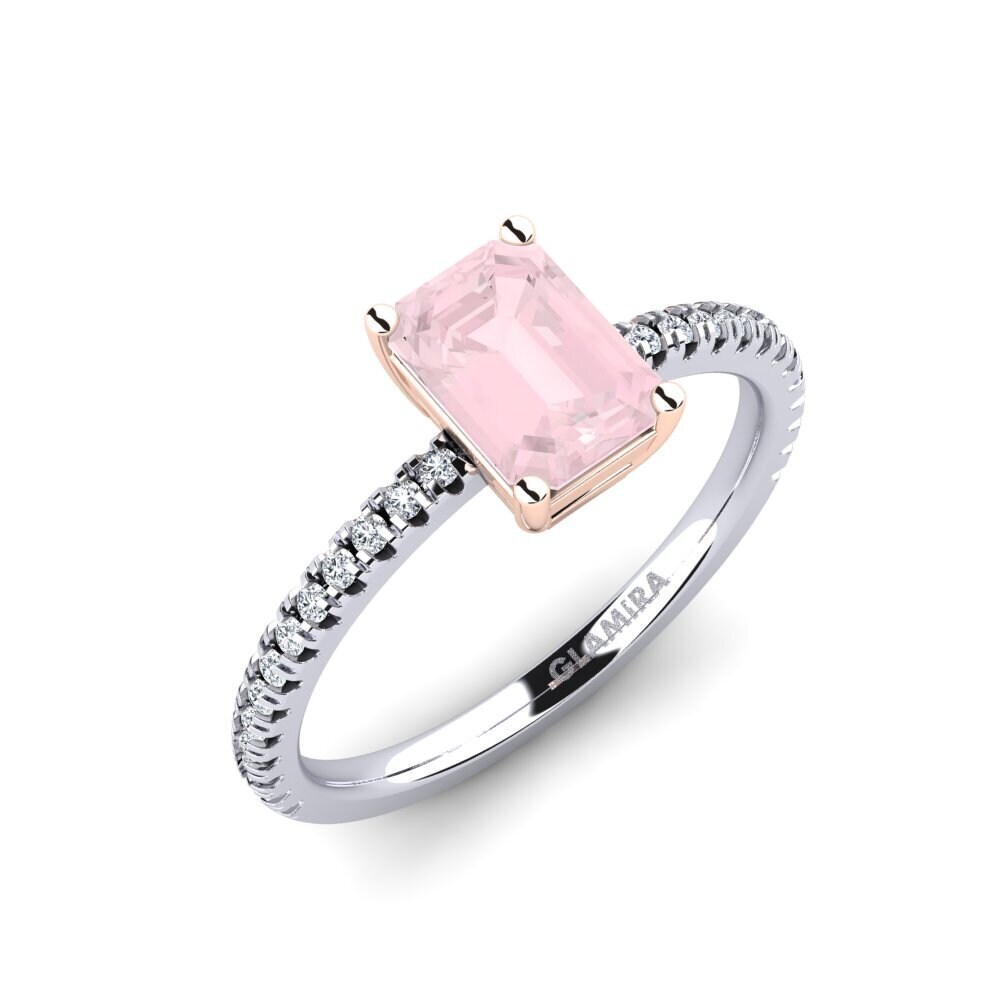 14ct White & Rose Gold Rose Quartz Engagement Ring Aldea