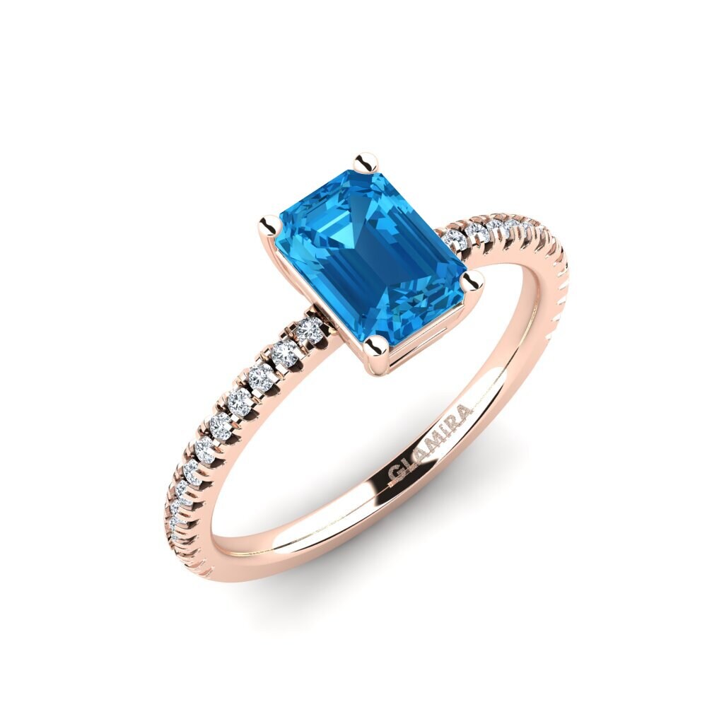 14ct Rose Gold Blue Topaz Engagement Ring Aldea