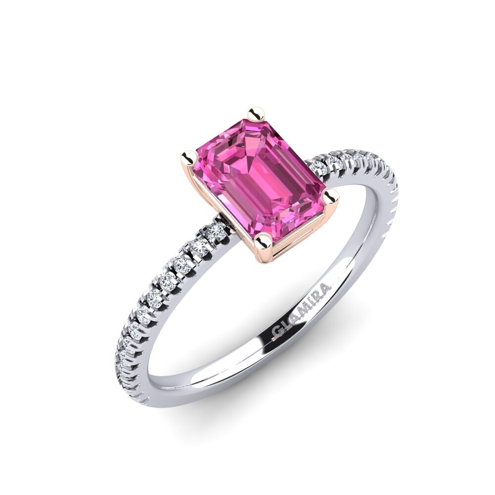 14ct White & Rose Gold Pink Topaz Engagement Ring Aldea