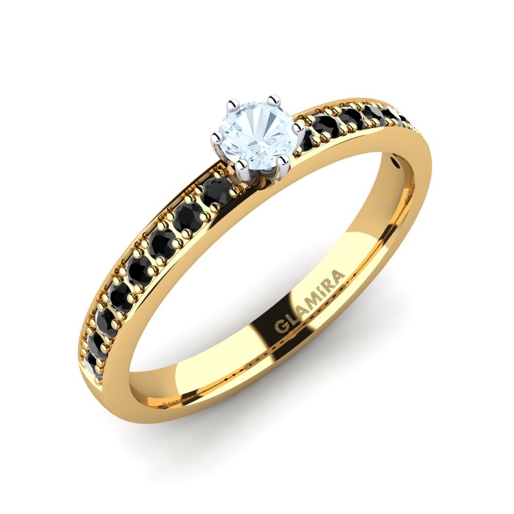 14ct Yellow & White Gold Aquamarine Engagement Ring Ageall 0.16 crt