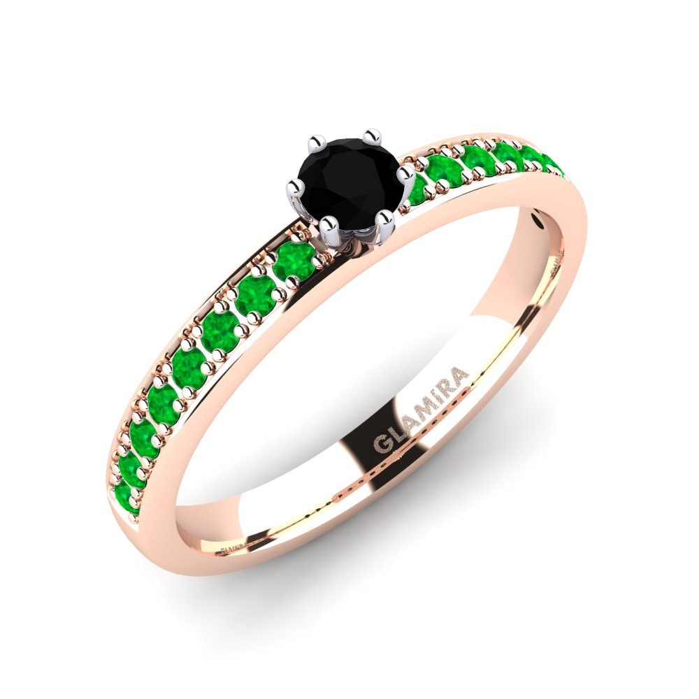 14K Rood & Wit Goud Zwarte Diamant Verlovingsring Ageall 0.16 crt