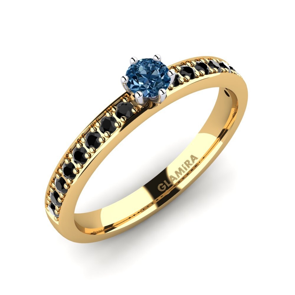9k Oro Amarillo & Blanco Anillo de compromiso Ageall 0.16 crt