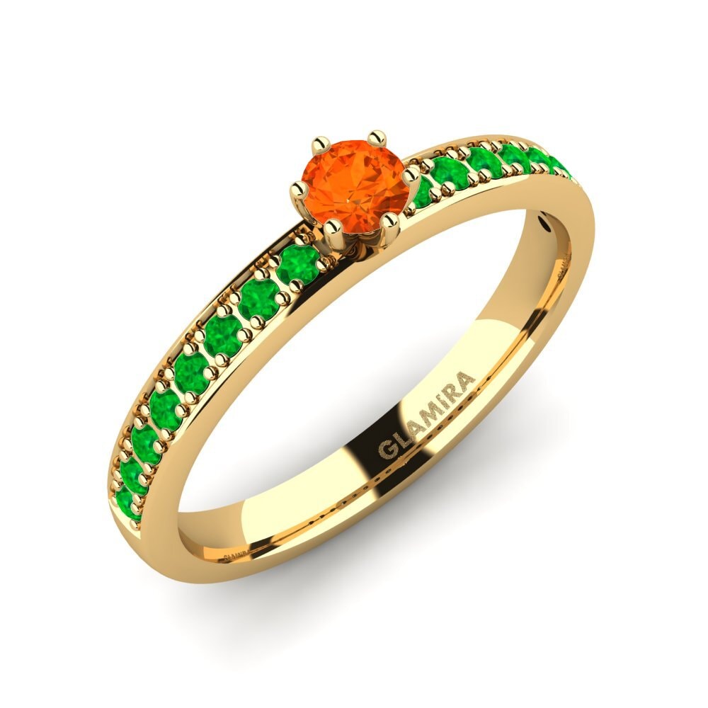 9ct Yellow Gold Fire Opal Engagement Ring Ageall 0.16 crt
