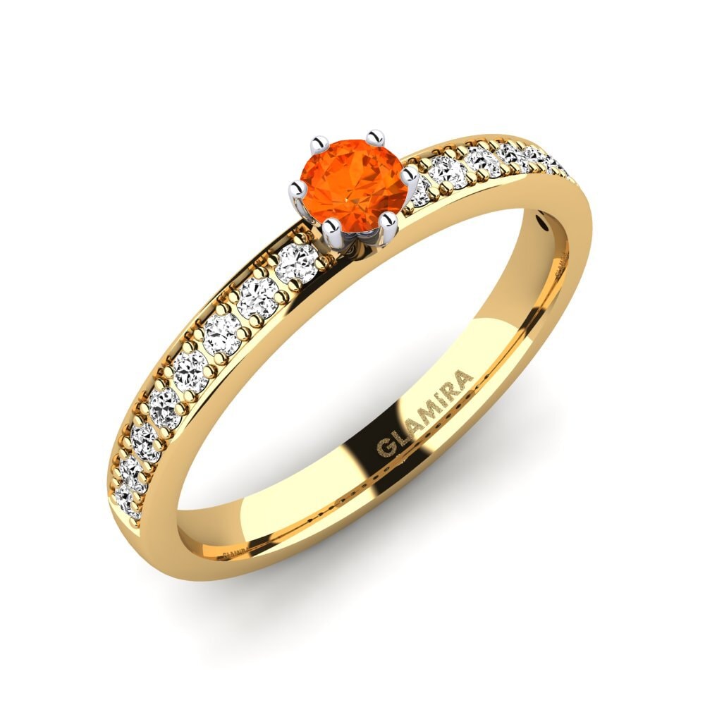 14ct Yellow / White Gold Fire-Opal Engagement Ring Ageall 0.16 crt