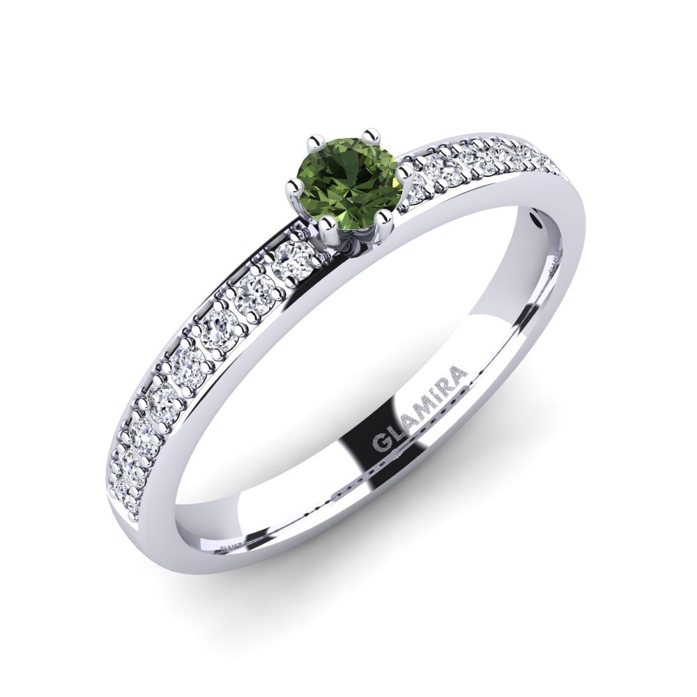 Green Sapphire Engagement Ring Ageall 0.16 crt