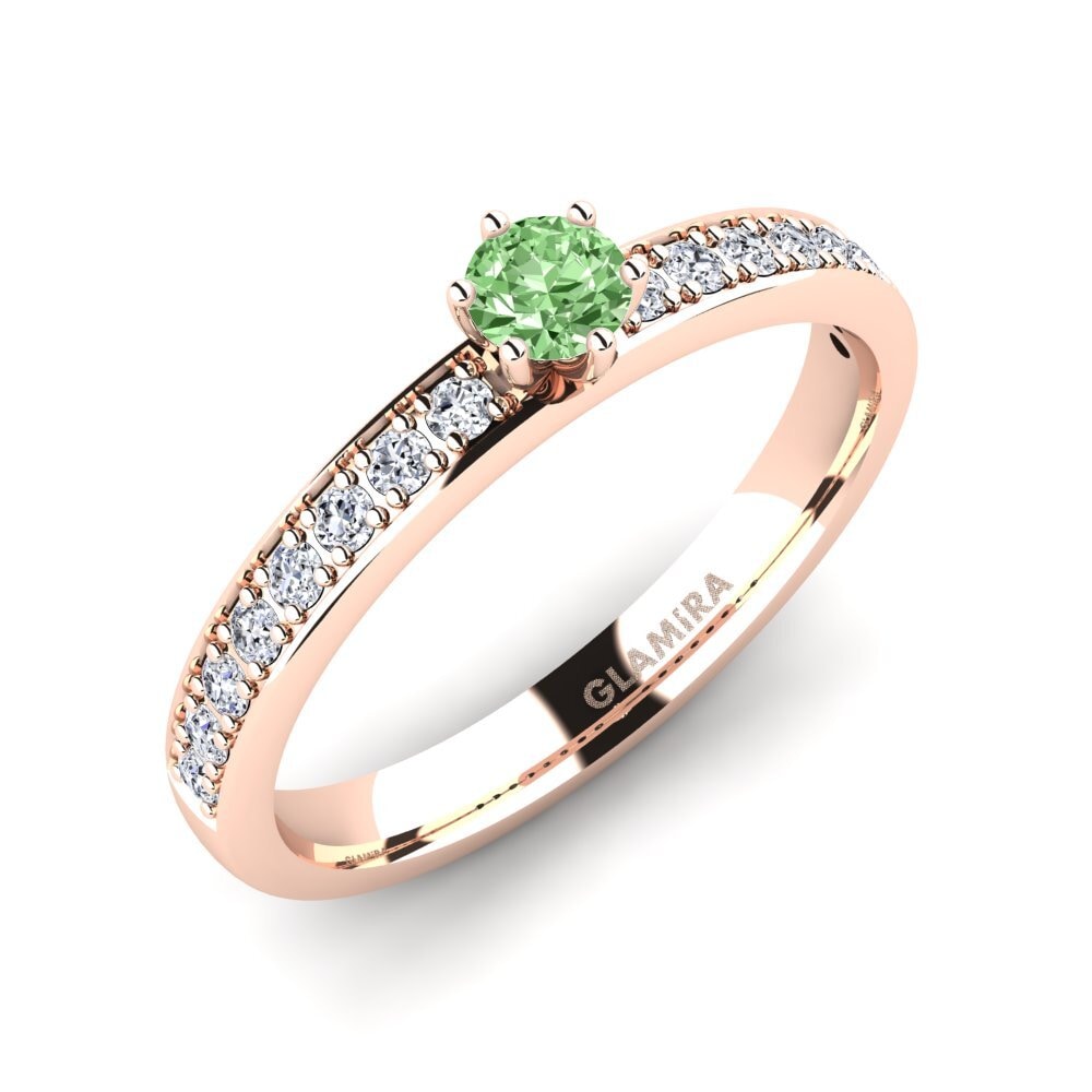 14ct Rose Gold Green Diamond Engagement Ring Ageall 0.16 crt