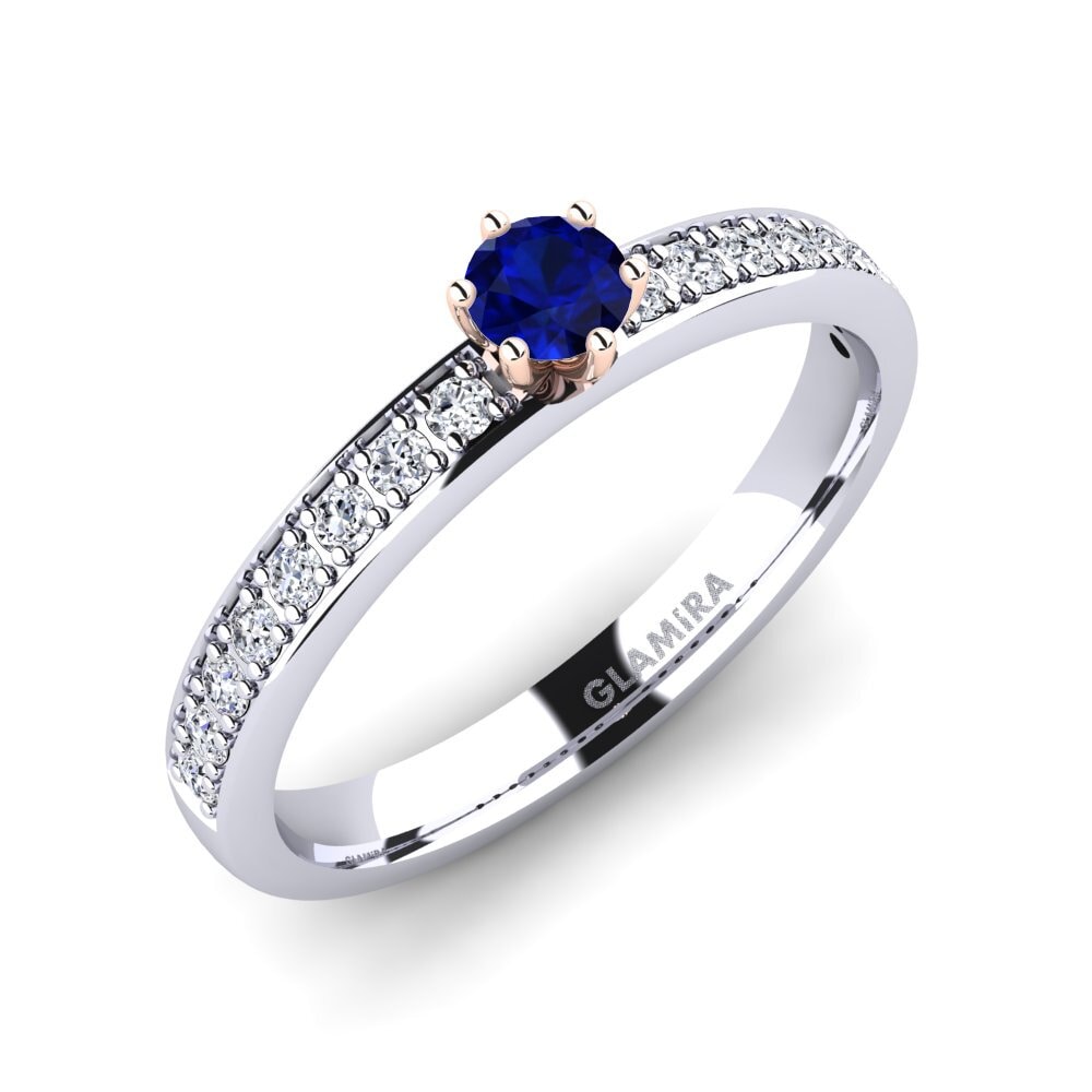 18ct White / Rose Gold Sapphire Engagement Ring Ageall 0.16 crt