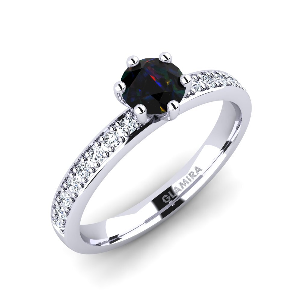 Black Opal Engagement Ring Ageall 0.5 crt