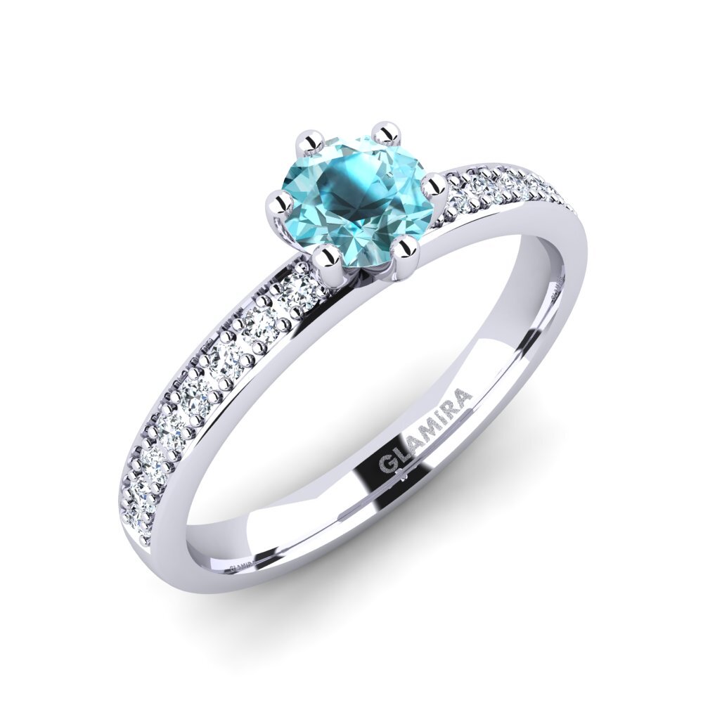 Blue Zircon Engagement Ring Ageall 0.5 crt