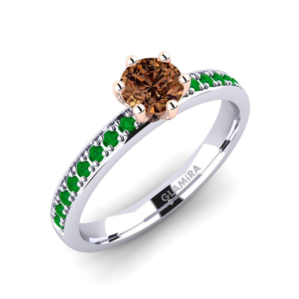 18K White & Rose Gold Brown Diamond Engagement Ring Ageall 0.5 crt