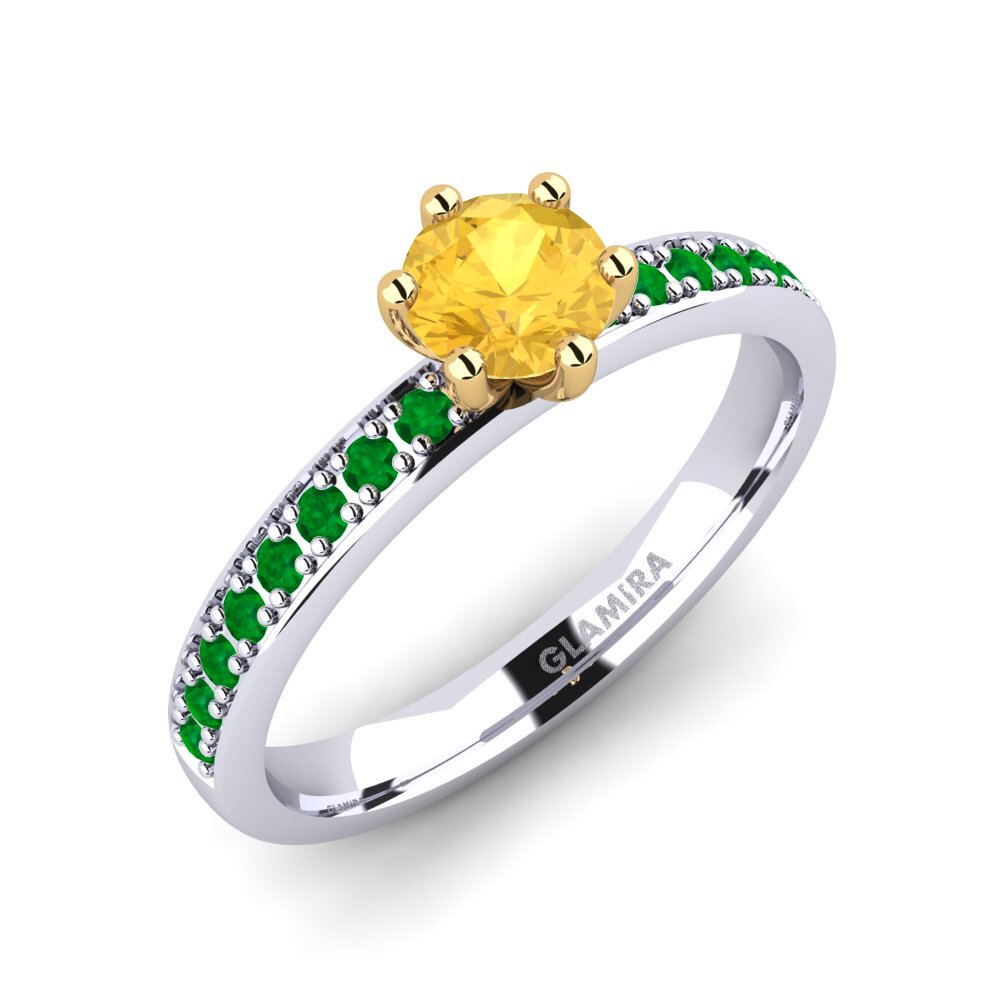14K Wit & Geel Goud Citrien Verlovingsring Ageall 0.5 crt