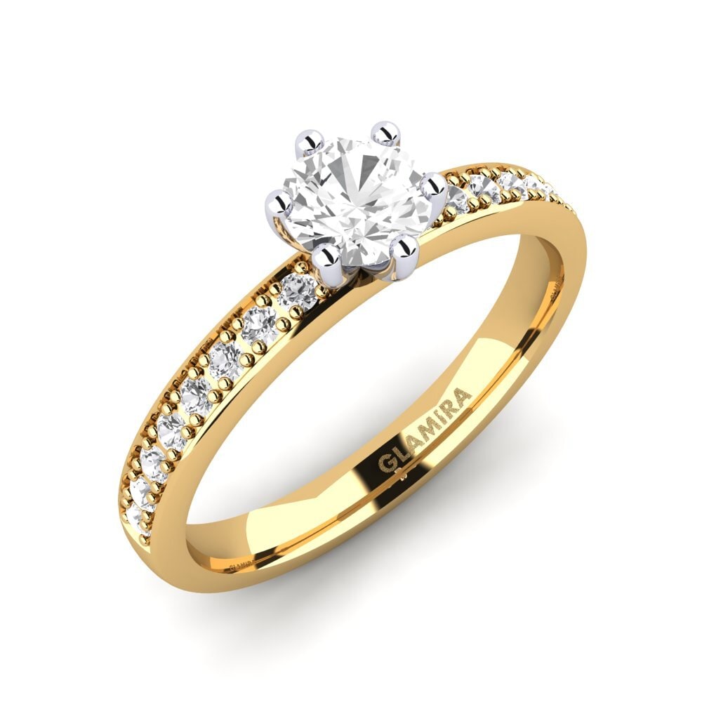 14ct Yellow / White Gold White sapphire Engagement Ring Ageall 0.5 crt