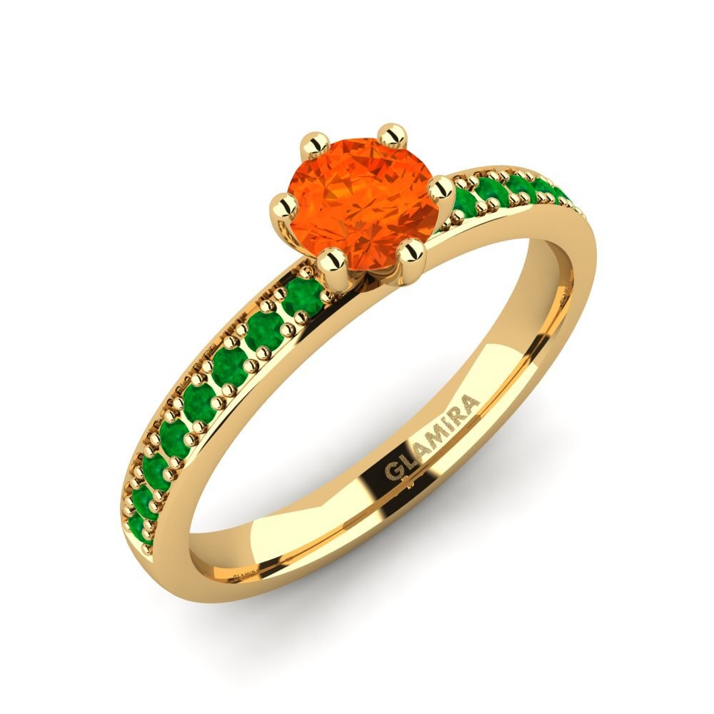 9ct Yellow Gold Fire Opal Engagement Ring Ageall 0.5 crt