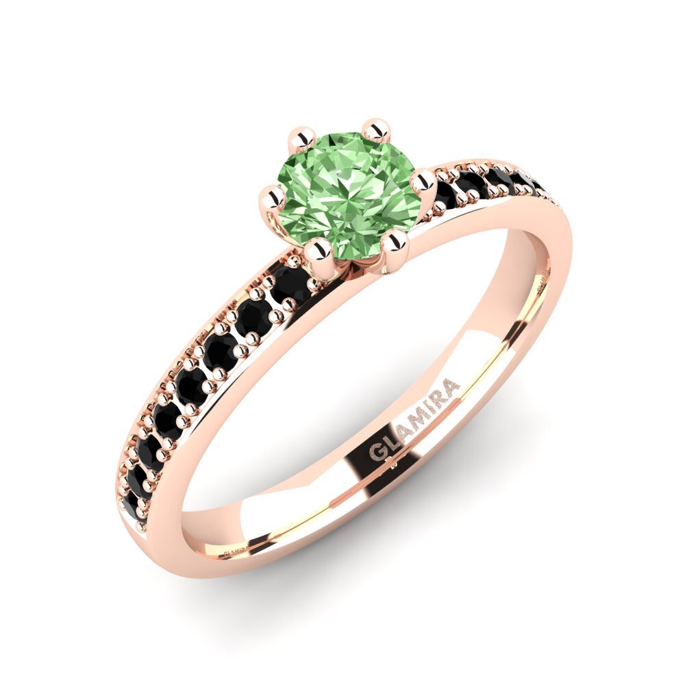 14ct Rose Gold Green Diamond Engagement Ring Ageall 0.5 crt