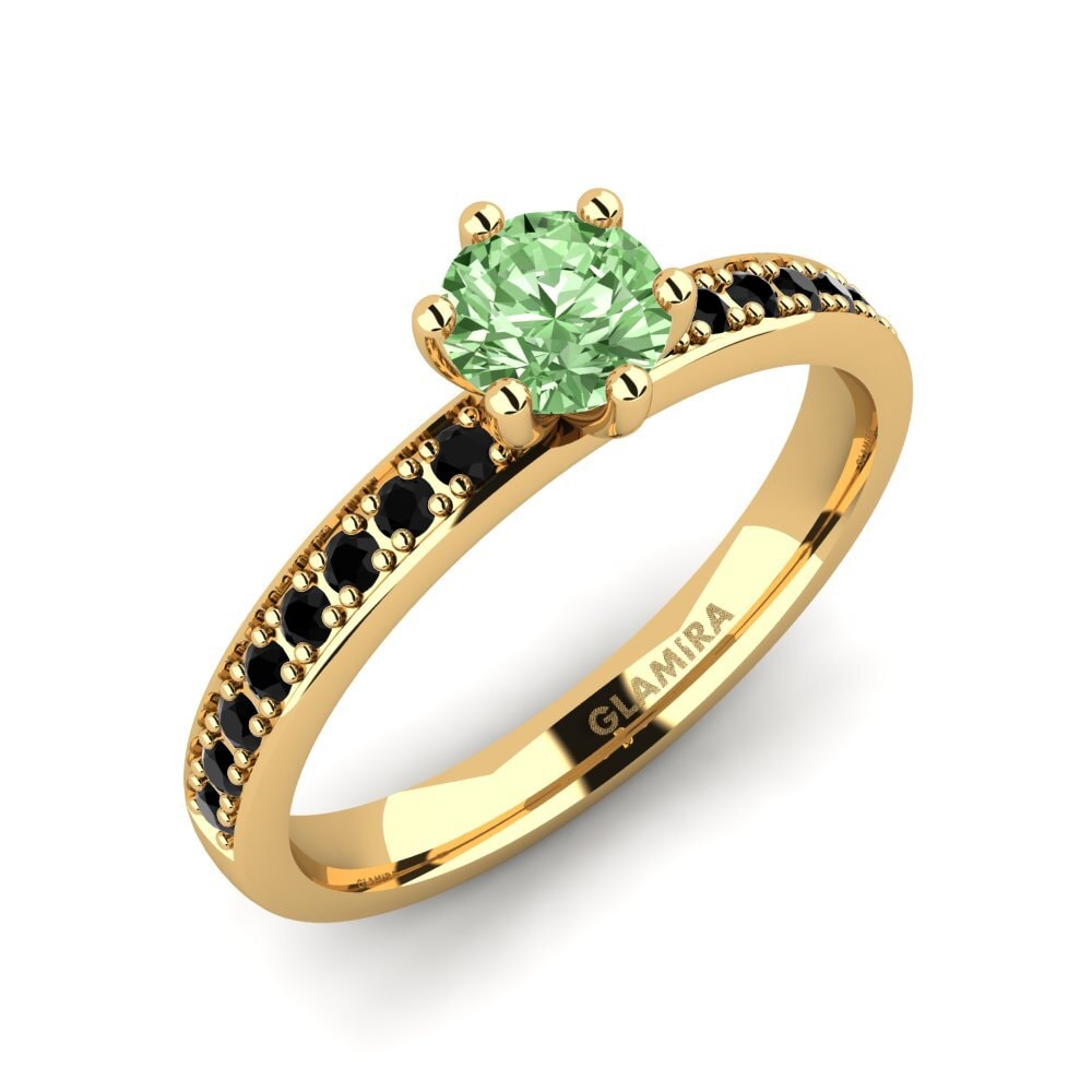 14ct Yellow Gold Green Diamond Engagement Ring Ageall 0.5 crt