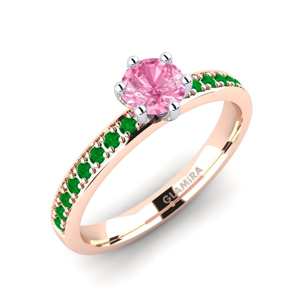 14K Rood & Wit Goud Roze Saffier Verlovingsring Ageall 0.5 crt