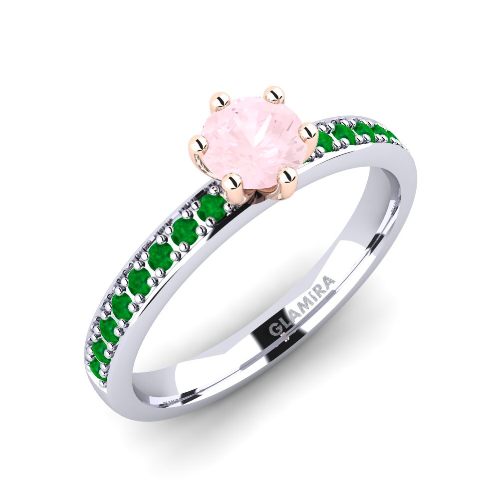 18K White & Rose Gold Rose Quartz Engagement Ring Ageall 0.5 crt