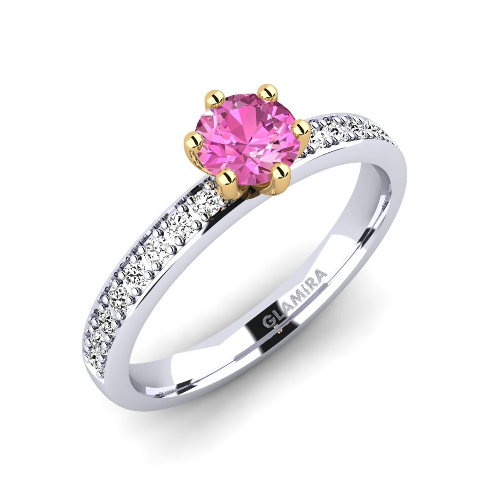 14ct White / Yellow Gold Pink Topaz Engagement Ring Ageall 0.5 crt