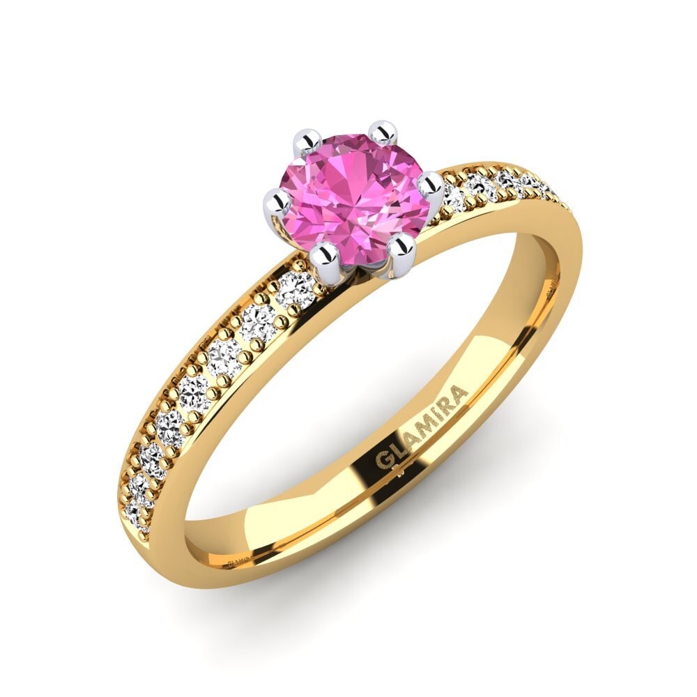 14ct Yellow / White Gold Pink Topaz Engagement Ring Ageall 0.5 crt