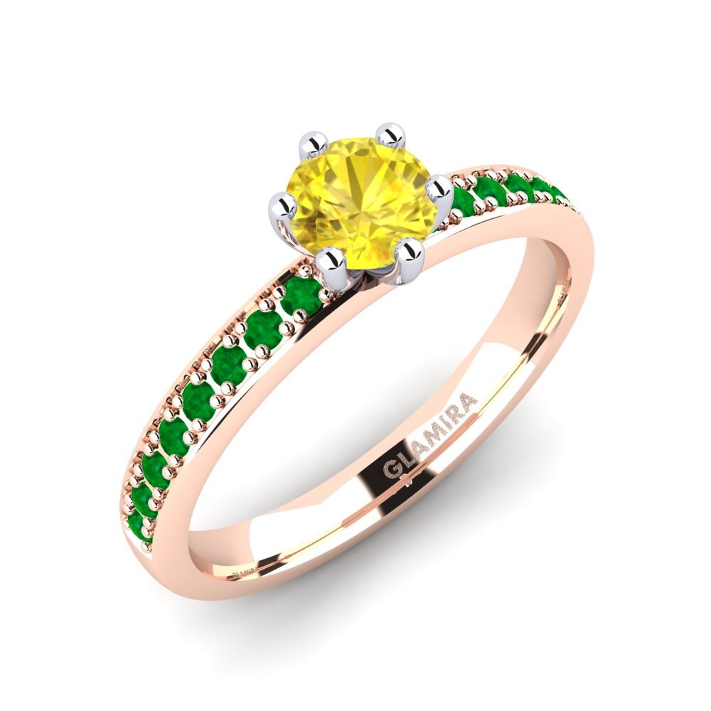 14K Rood & Wit Goud Gele Saffier Verlovingsring Ageall 0.5 crt