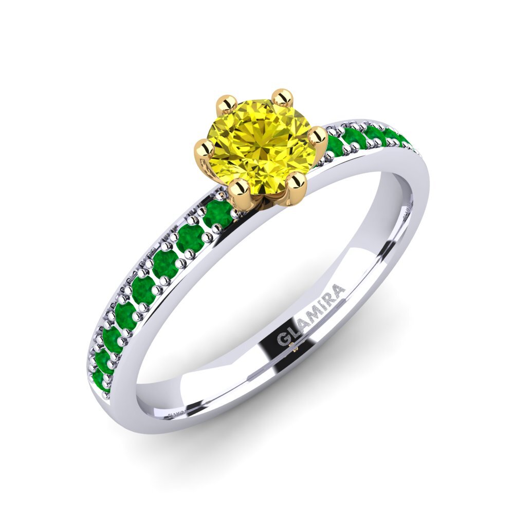14ct White & Yellow Gold Engagement Ring Ageall 0.5 crt