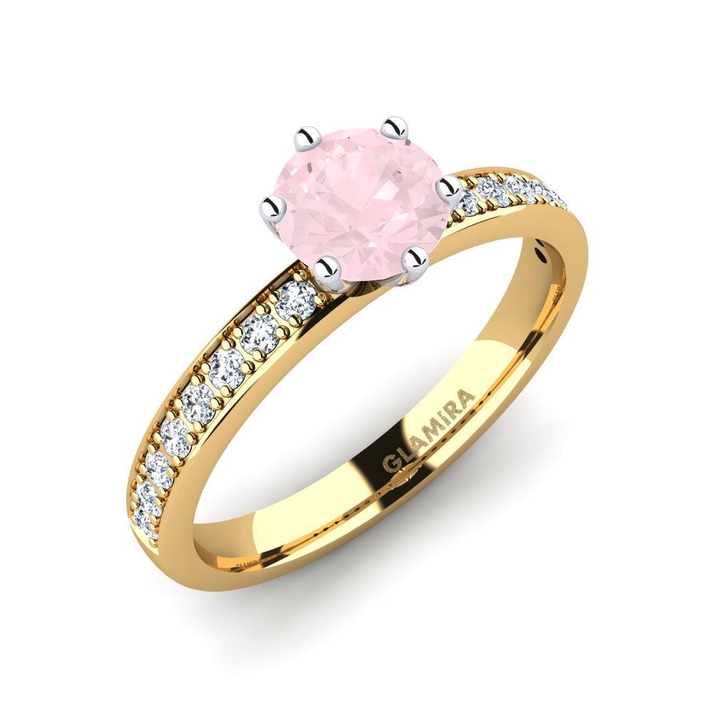 14k Yellow & White Gold Rose Quartz Engagement Ring Ageall 0.8 crt