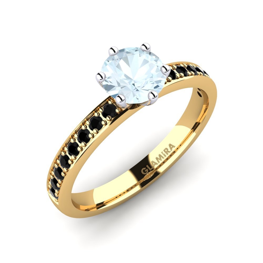14ct Yellow & White Gold Aquamarine Engagement Ring Ageall 0.8 crt