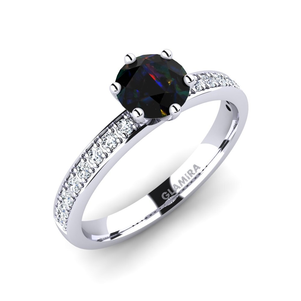 Black Opal Engagement Ring Ageall 0.8 crt
