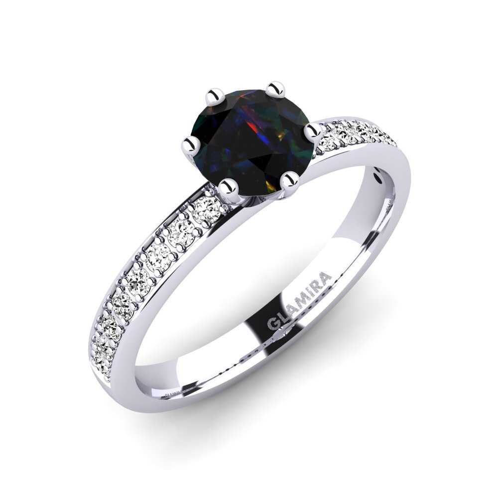 Black Opal Engagement Ring Ageall 0.8 crt