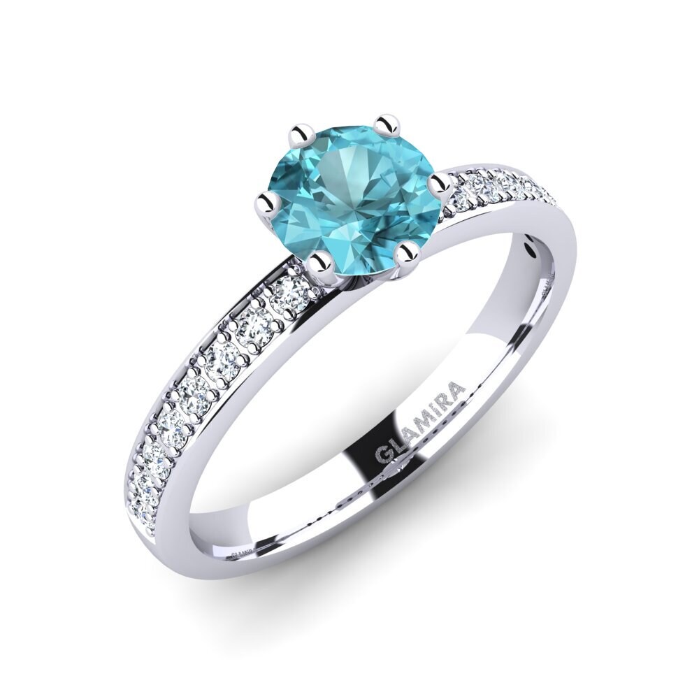 Blue Zircon Engagement Ring Ageall 0.8 crt