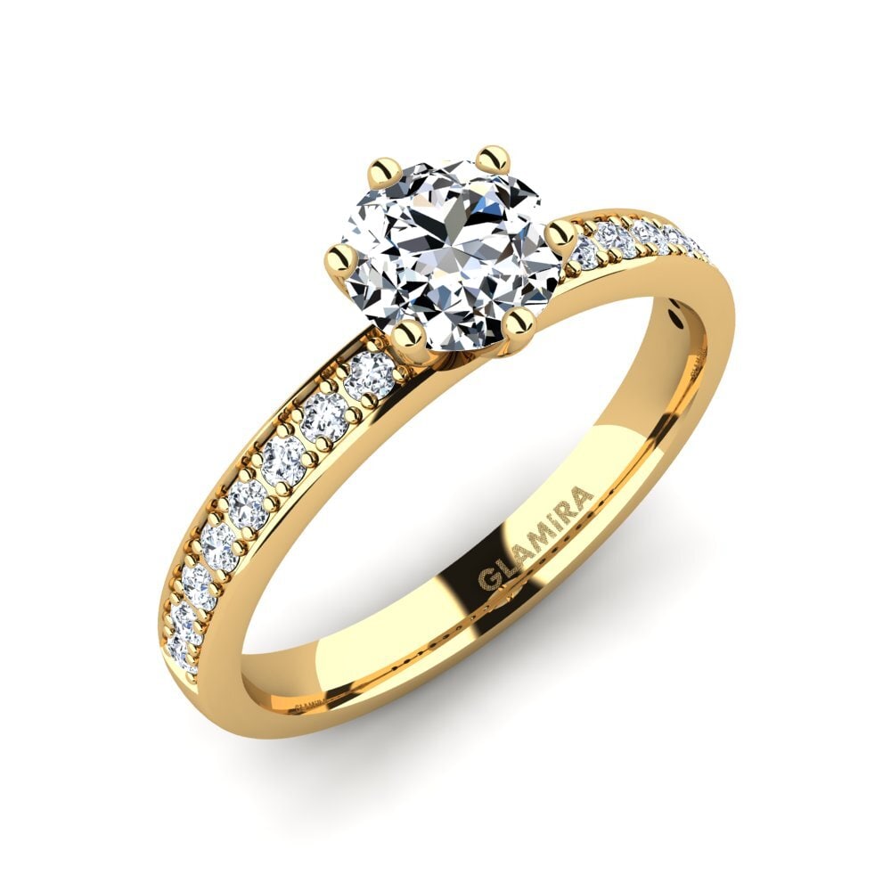 14k Yellow Gold Zirconia Engagement Ring Ageall 0.8 crt