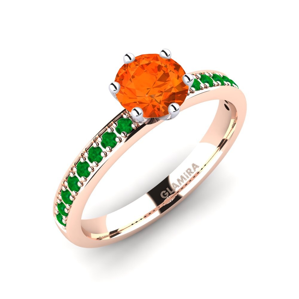 18K Rose & White Gold Fire-Opal Engagement Ring Ageall 0.8 crt