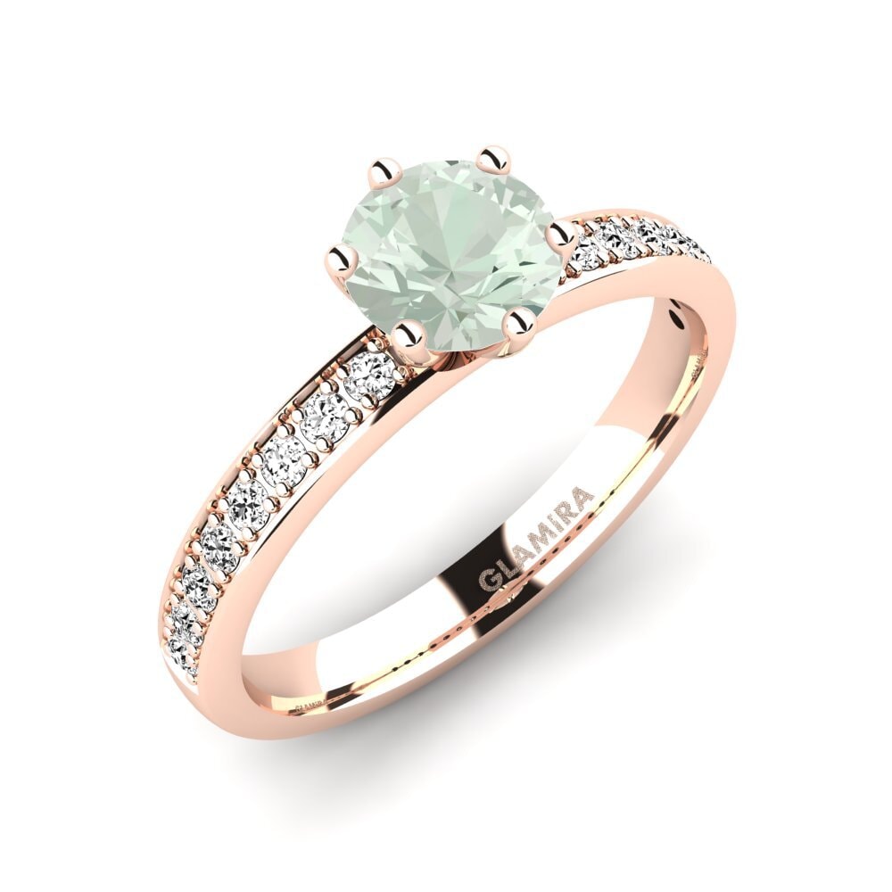 9ct Rose Gold Green Amethyst Engagement Ring Ageall 0.8 crt