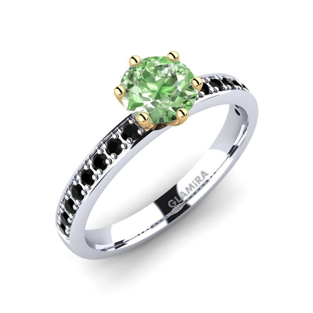 14ct White & Yellow Gold Engagement Ring Ageall 0.8 crt