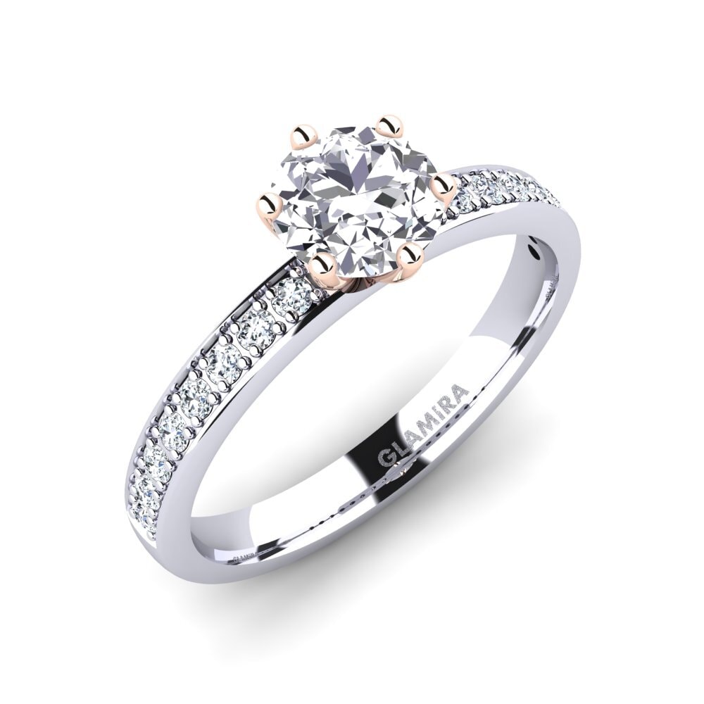 14ct White / Rose Gold Engagement Ring Ageall 0.8 crt