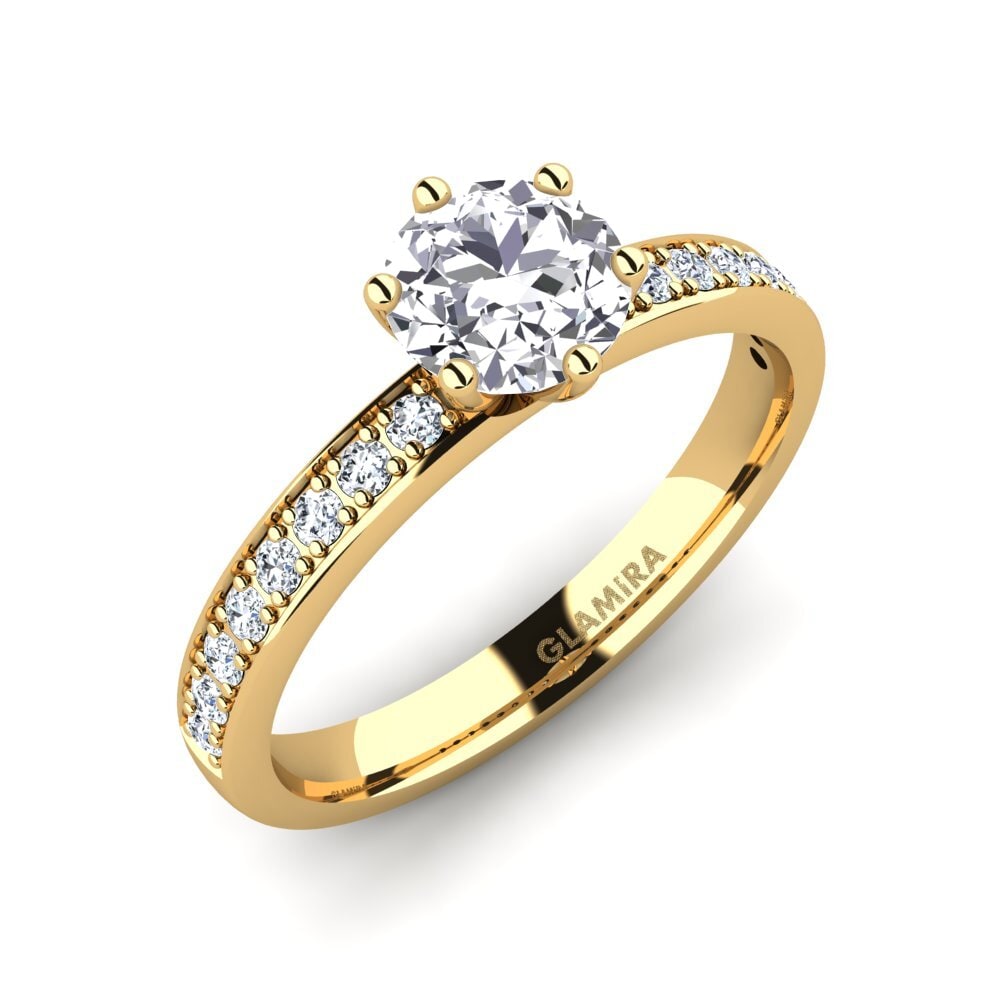 14k Oro Amarillo Anillo de compromiso Ageall 0.8 crt