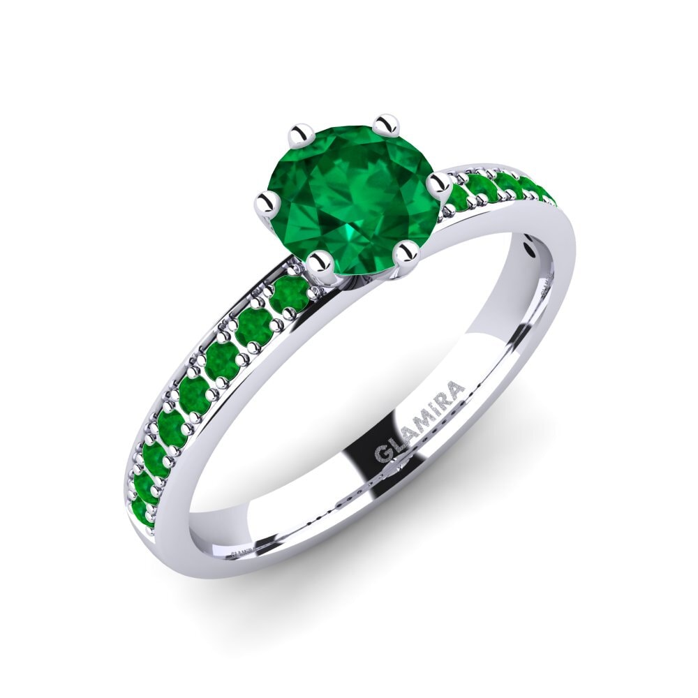 Esmeralda (creada en laboratorio) Anillo de compromiso Ageall 0.8 crt