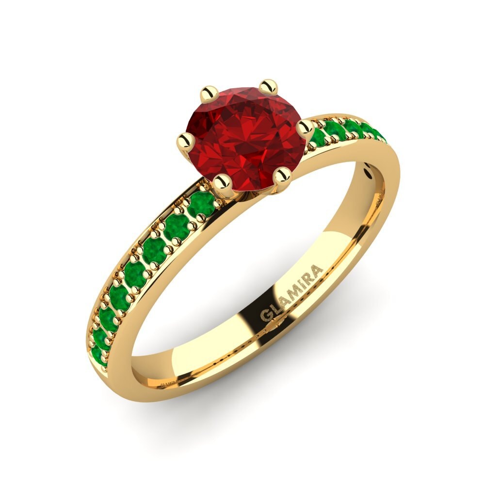 14K Geel Goud Robijn (Gecreëerd in het lab) Verlovingsring Ageall 0.8 crt